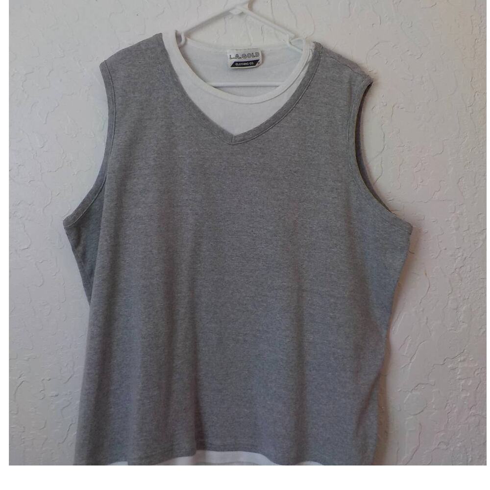 Vintage LA Gold Sports Gray Tank Top Women 26/28 (3X/4X) Made in USA Streetwear